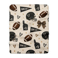 Game Day Glam Sherpa Blanket – Football & Leopard Bow Cozy Throw 🏈🎀