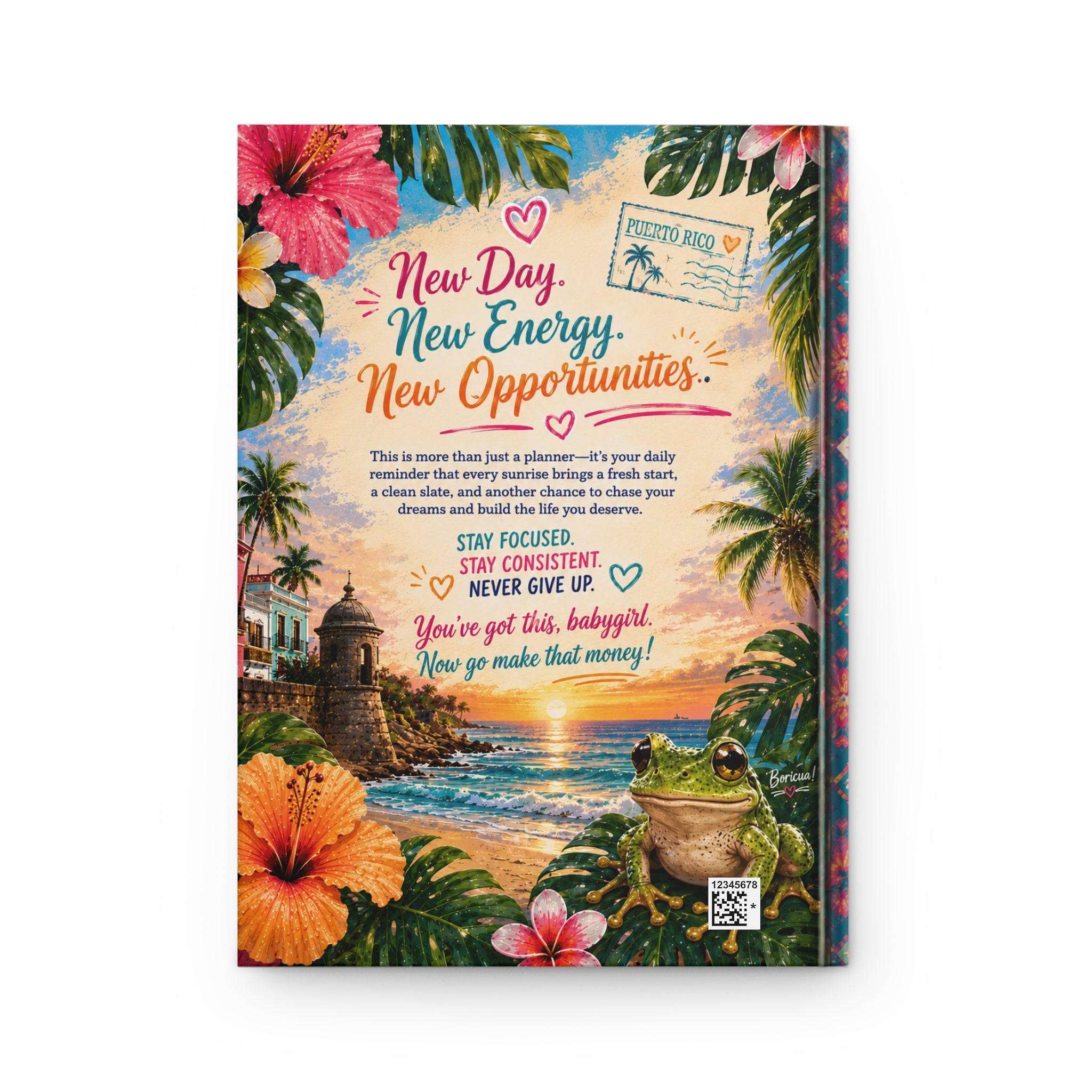 Every Sunrise Brings a New Page Hardcover Journal — Tropical Puerto Rico Motivational Notebook